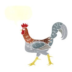 cartoon cockerel with speech bubble N35
