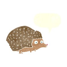 cartoon hedgehog with speech bubble N12