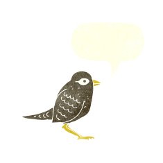 cartoon garden bird with speech bubble N48
