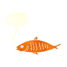 cartoon fish with speech bubble N131