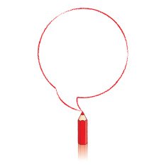 Red Pencil Drawing Round Speech Balloon