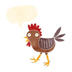 funny cartoon chicken with speech bubble N12