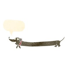 cartoon dachshund with speech bubble N19