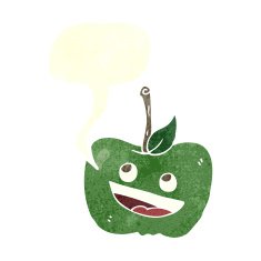 cartoon apple with speech bubble N57