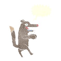 cartoon big bad wolf with speech bubble N7