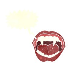 cartoon vampire mouth with speech bubble N31