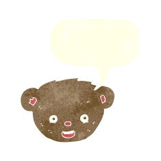 cartoon teddy bear face with speech bubble N22