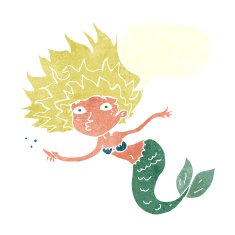 cartoon mermaid with speech bubble N82