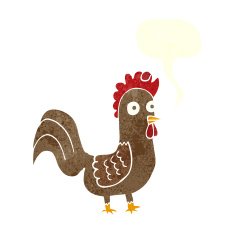 cartoon rooster with speech bubble N11