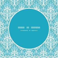Vector light blue swirls damask frame seamless pattern background