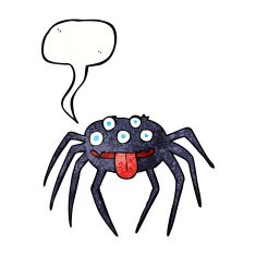 cartoon gross halloween spider with speech bubble N24