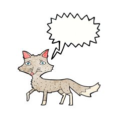 cartoon little wolf with speech bubble N47