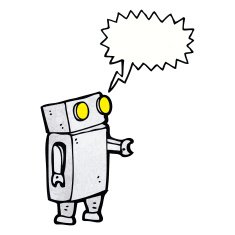 cartoon robot with speech bubble N241