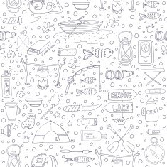 Seamless pattern with adventure equipment N14