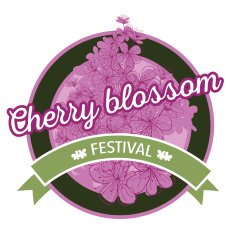 Hand drawn spring cherry blossom icon