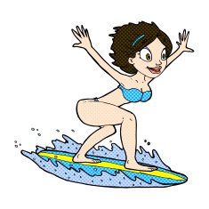 comic cartoon surfer girl N6