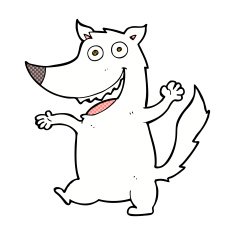 comic cartoon happy wolf N7
