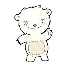 comic cartoon waving polar bear cub N9