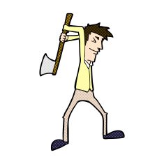comic cartoon man swinging axe N3