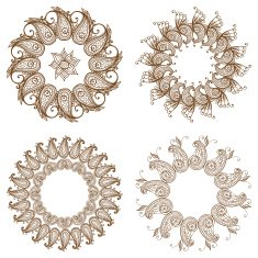 Set of four hand drawn ornaments N6