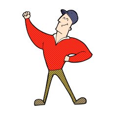 comic cartoon man striking heroic pose N3