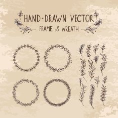 Hand drawn frame and wreath N3