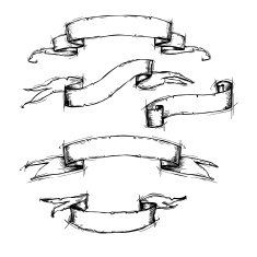 Hand drawn vector set - Vintage ribbon banners N3