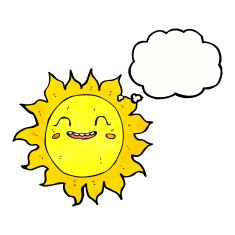 cartoon happy sun with thought bubble N14