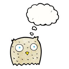 cartoon owl with thought bubble N91