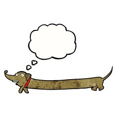 cartoon dachshund with thought bubble N19