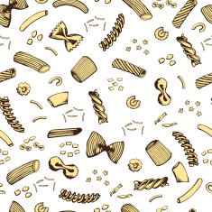 Pattern with different types of pasta