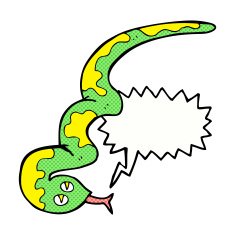 cartoon hissing snake with speech bubble N36