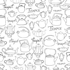 pattern with the doodle teapots N3