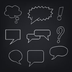 Speech bubbles on blackboard