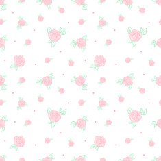 Vector minimalistic vintage retro rose flowers seamless pattern N2
