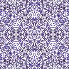 Seamless purple watercolor doodle fantasy decorative background