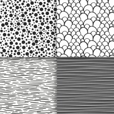 Simple neutral monochrome seamless patterns set