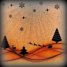 Christmas Background with Reindeers - Illustration
