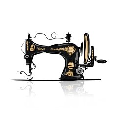 Sewing machine retro sketch for your design N2