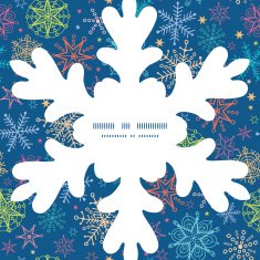 Vector colorful doodle snowflakes Christmas snowflake silhouette pattern frame card