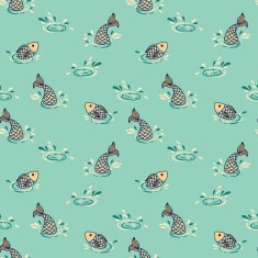 Seamless graphic pattern with fish N2