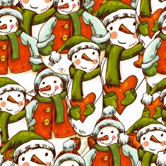 Hand-drawn Christmas Seamless Background N3