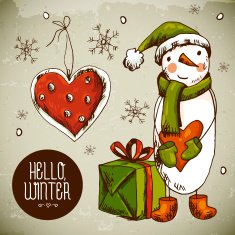 Christmas Greeting Card with snowman N2