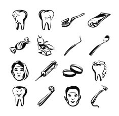 Stomatology black icon set