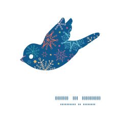 Vector colorful doodle snowflakes bird silhouette pattern frame