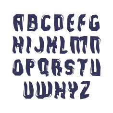 Handwritten vector uppercase letters isolated on white backdrop
