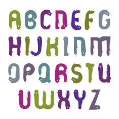 Vector hand-painted smear capital letters isolated on white