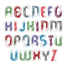 Vector scrawl hand-painted colorful capital letters