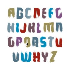 Vector bright calligraphic font handwritten watercolor capitals