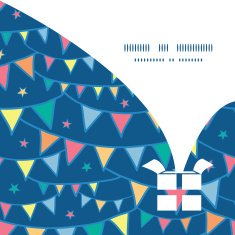 Vector colorful doodle bunting flags Christmas gift box silhouette pattern